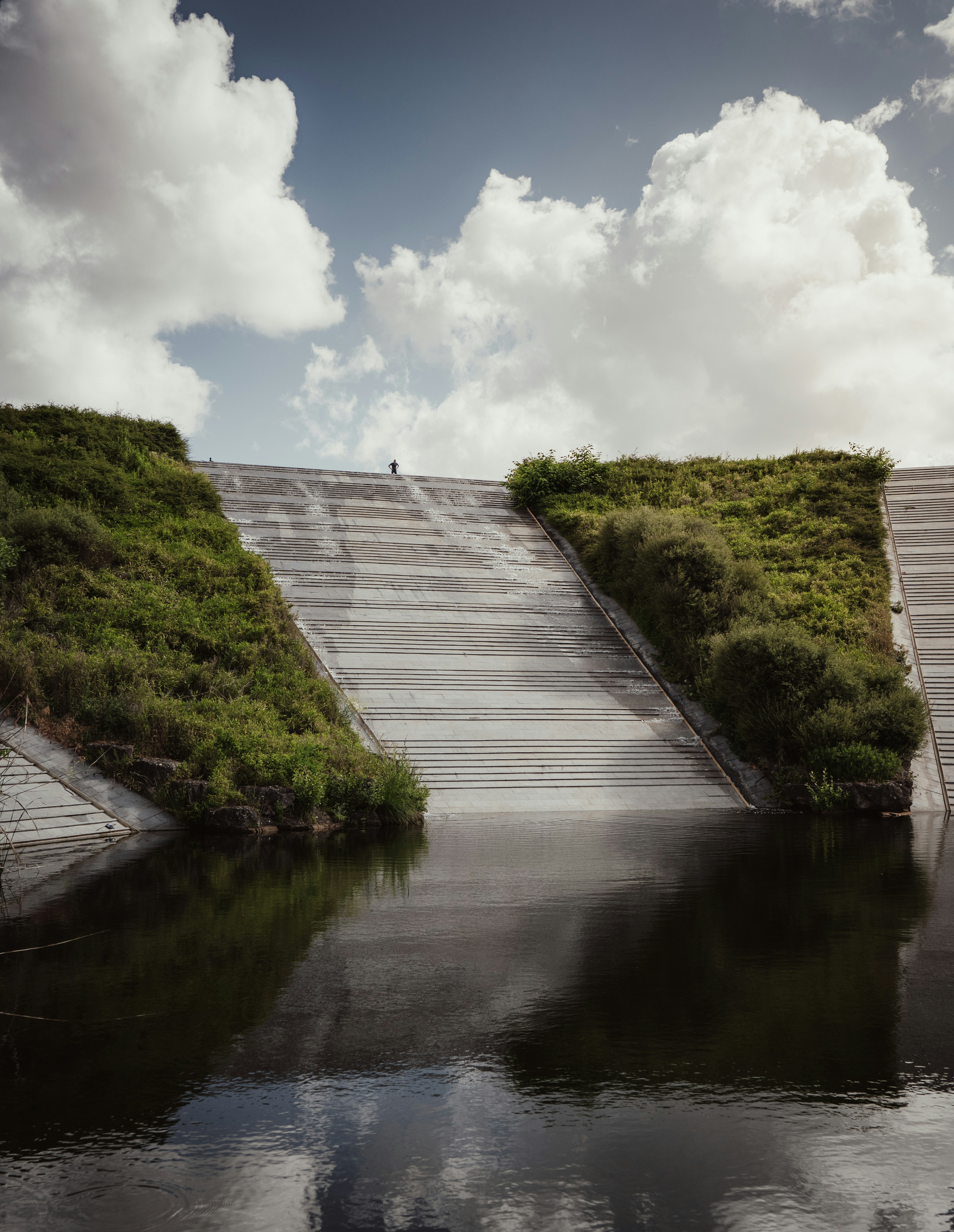 a large stone dam